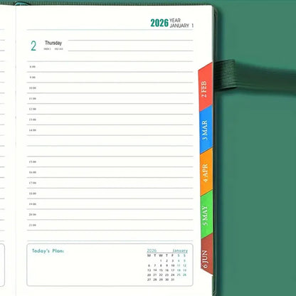 Agenda 2026 A5 de PU Texturizado Planner Diario con Calendario en Inglés