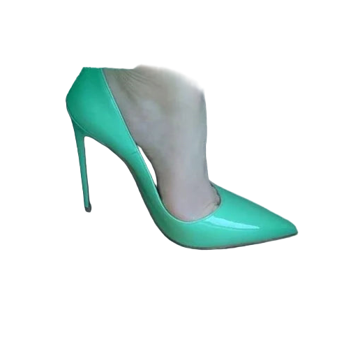 Zapatos de tacón alto de 12 cm y punta fina de suela roja y satinado