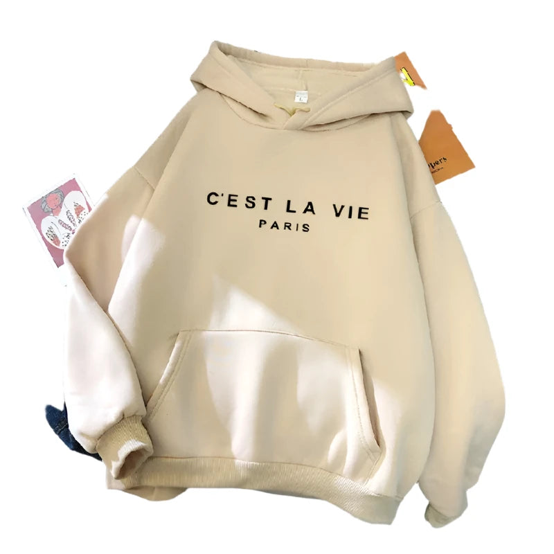 Sudadera con Capucha para Mujer de Estilo Casual, Manga Larga, Estampado y Suelta