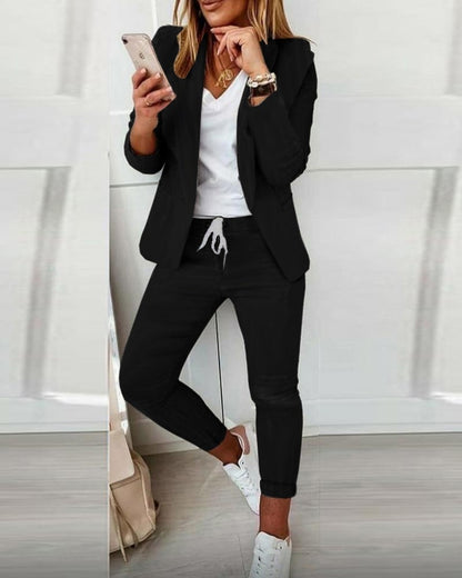 Women's Casual Blazer and Pants Jacket and Trousers Set