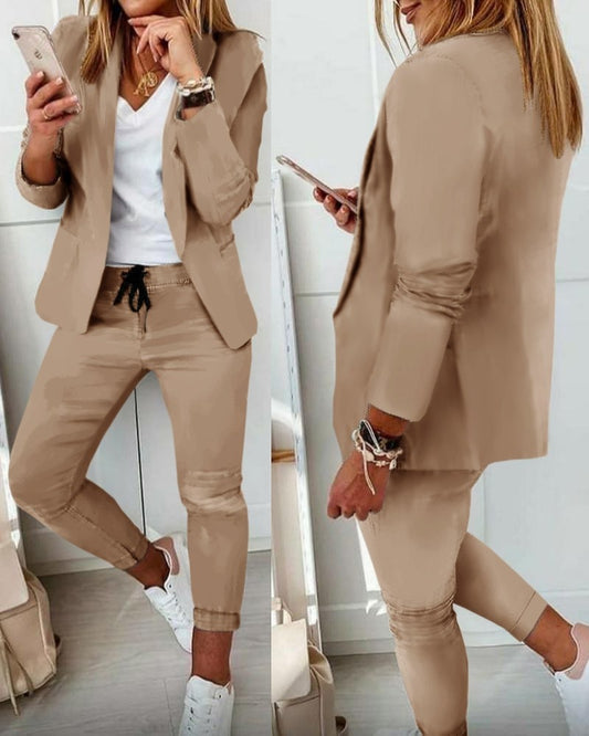 Women's Casual Blazer and Pants Jacket and Trousers Set