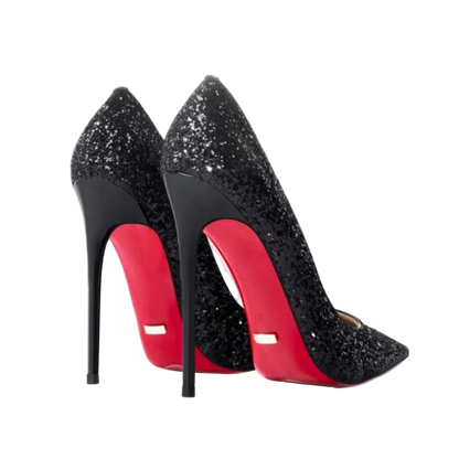 Zapatos de tacón alto y punta fina de suela roja y estilo stiletto de 12 cm