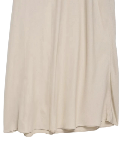 Elegant sleeveless midi dress with draped neck straps in patchwork design