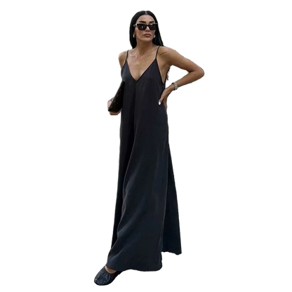 Long black or red draped backless lingerie dress