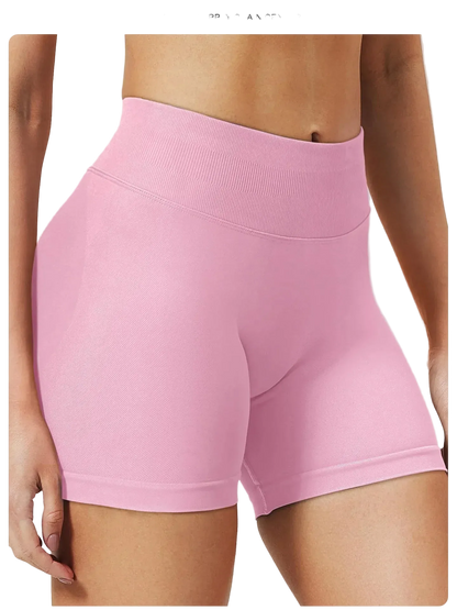 High-Waisted Seamless Sports Shorts with High Elasticity and Push-Up Design