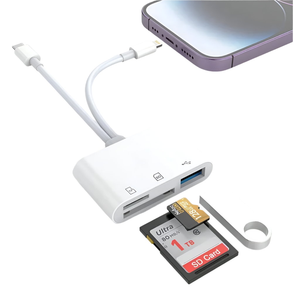 Lector de Tarjetas SD 5 en 1, Adaptador Lightning/Type C a USB 3.0/SD/TF, para iPhone, iPad, MacBook, Samsung y Android