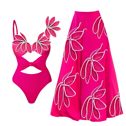 Women's Retro 2-Piece One-Piece Swimsuit, Backless, Vintage Print