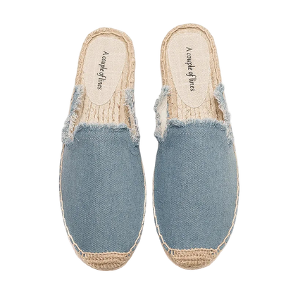 Zapatillas estilo suecos flats de yute y lona y algodón y suela TPR