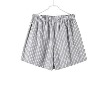 Striped Casual Set with Button-Down Short-Sleeve Lapel Shirt and Wide-Leg Shorts
