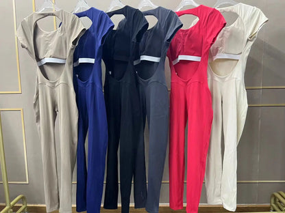 Enterizo Jumpsuit deportivos para entrenar de una pieza con espalda descubierta