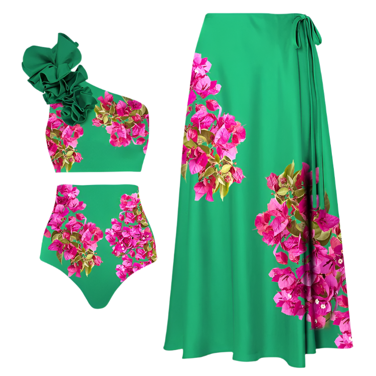 Women's Retro 2-Piece One-Piece Swimsuit, Backless, Vintage Print