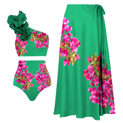Women's Retro 2-Piece One-Piece Swimsuit, Backless, Vintage Print