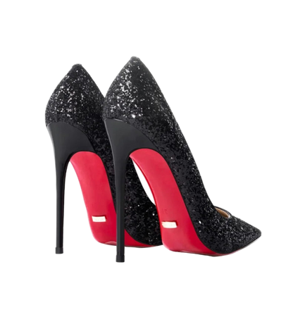 Zapatos de tacón alto y punta fina de suela roja y estilo stiletto de 12 cm