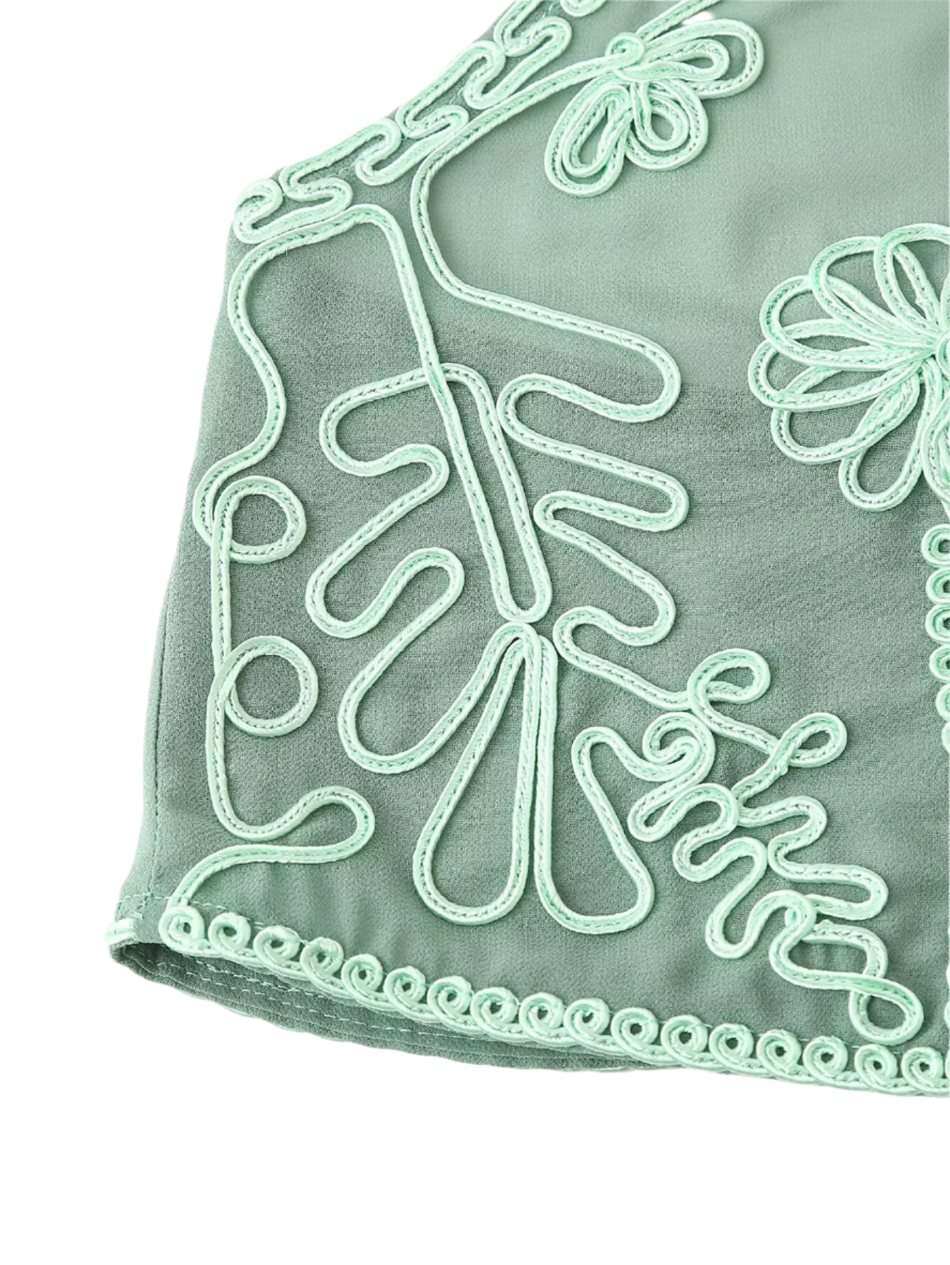 Boho Chic Set of Backless Embroidered Halter Top and Skirt