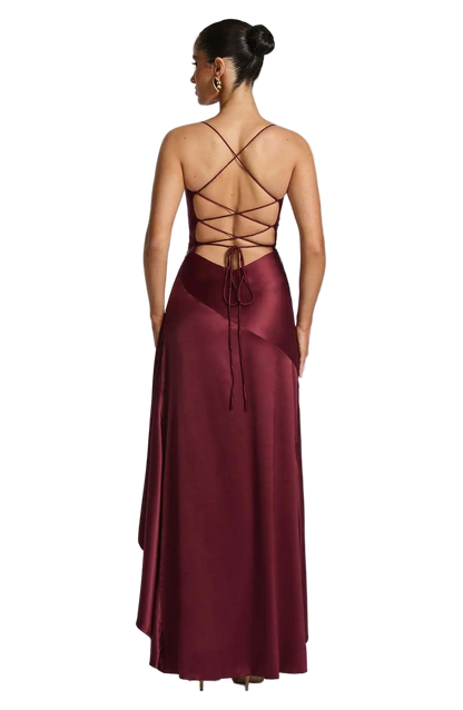 Elegant bodycon style sleeveless slim fit long dress with thin straps