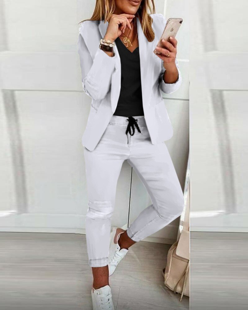 Women's Casual Blazer and Pants Jacket and Trousers Set