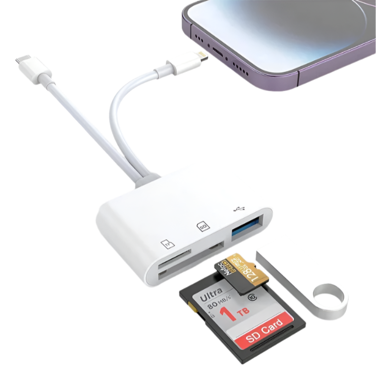 Lector de Tarjetas SD 5 en 1, Adaptador Lightning/Type C a USB 3.0/SD/TF, para iPhone, iPad, MacBook, Samsung y Android