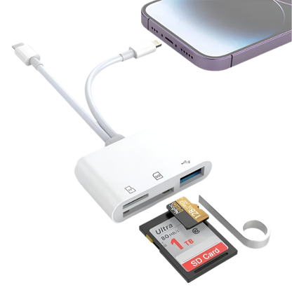 Lector de Tarjetas SD 5 en 1, Adaptador Lightning/Type C a USB 3.0/SD/TF, para iPhone, iPad, MacBook, Samsung y Android