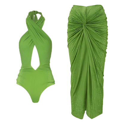 Traje de baño enterizo retro para mujer, espalda descubierta y estampado tipo porcelana azul y blanca