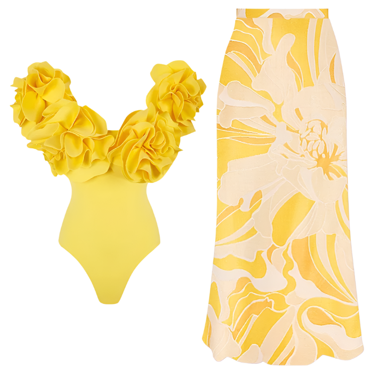 Women's Retro 2-Piece One-Piece Swimsuit, Backless, Vintage Print