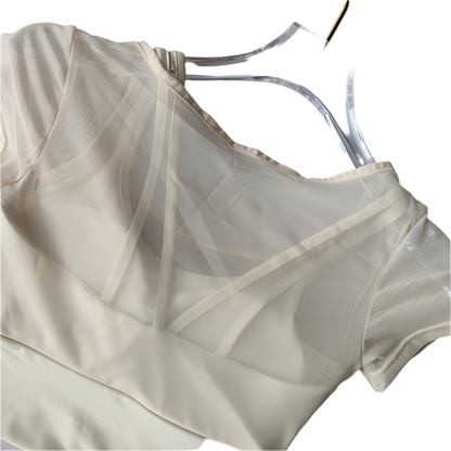 Crop Top con almohadilla en los pechos de secado rápido con manga corta y transpirable