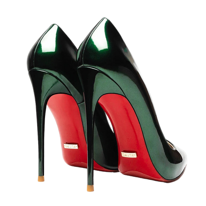 Zapatos de tacón alto y punta fina de suela roja y estilo stiletto de 12 cm