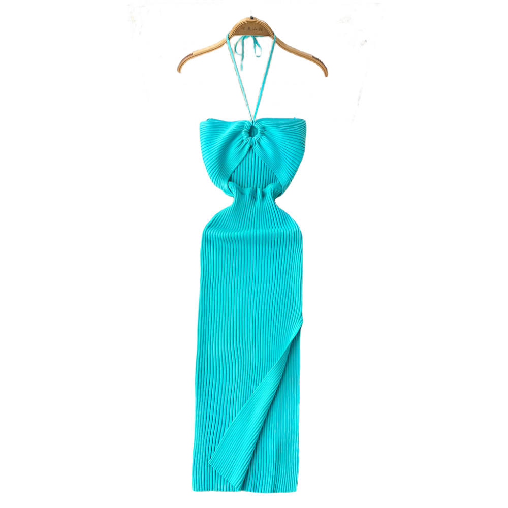 Vestido ajustado de verano de tejido de punto con abertura y diseño entallado estilo streetwear