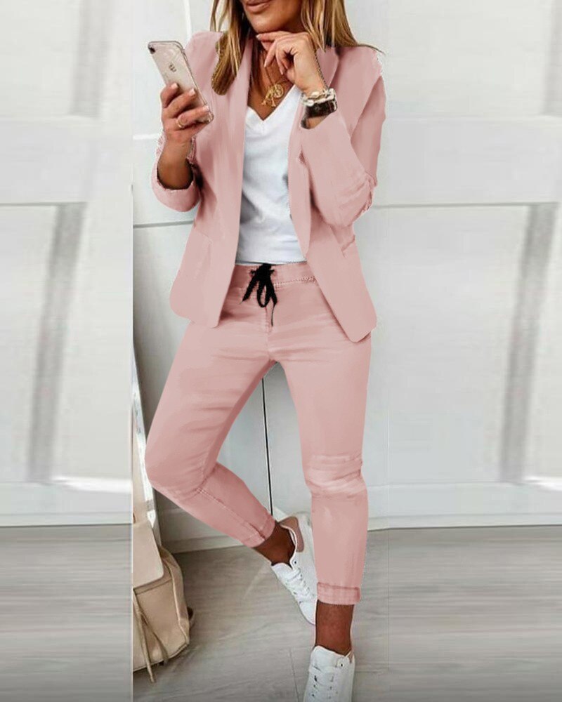 Women's Casual Blazer and Pants Jacket and Trousers Set