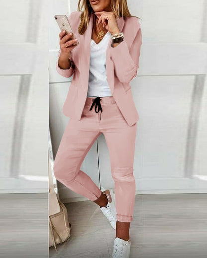 Women's Casual Blazer and Pants Jacket and Trousers Set