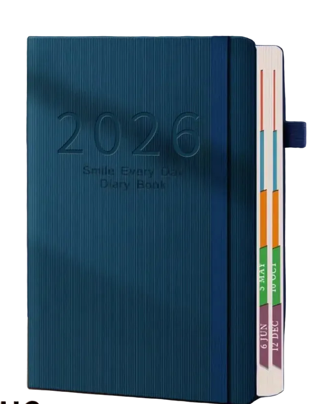 Agenda 2026 A5 de PU Texturizado Planner Diario con Calendario en Inglés