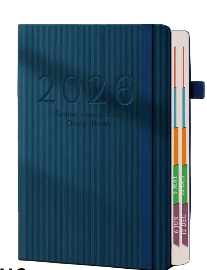 Agenda 2026 A5 de PU Texturizado Planner Diario con Calendario en Inglés