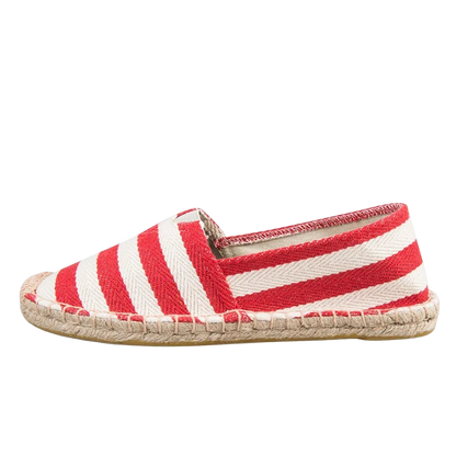 Alpargatas mocasines casuales unisex de lona transpirable sin cordones de rayas