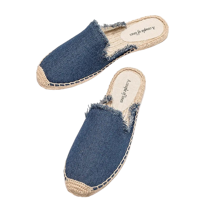 Zapatillas estilo suecos flats de yute y lona y algodón y suela TPR