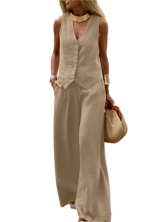Outfit Conjunto de Chaleco y Pantalón de Pierna Ancha Estilo Old Money