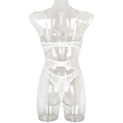 Set Conjunto de lencería con pedrería y Encaje transparente y cinturilla