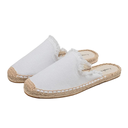Zapatillas estilo suecos flats de yute y lona y algodón y suela TPR