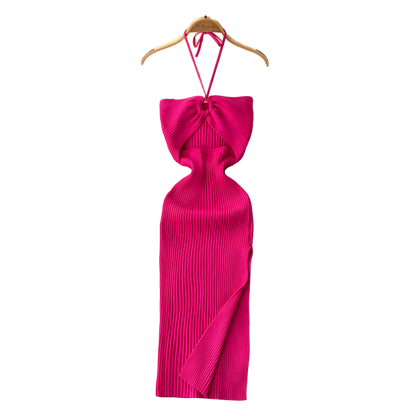 Vestido ajustado de verano de tejido de punto con abertura y diseño entallado estilo streetwear