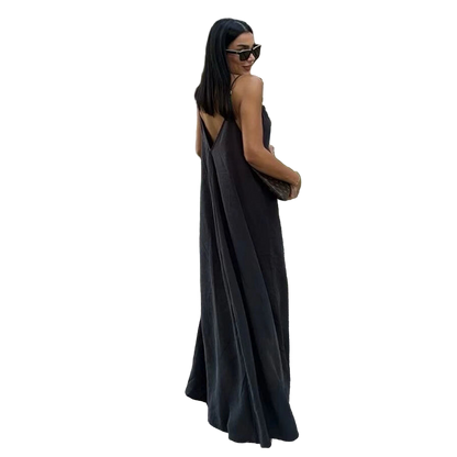 Long black or red draped backless lingerie dress