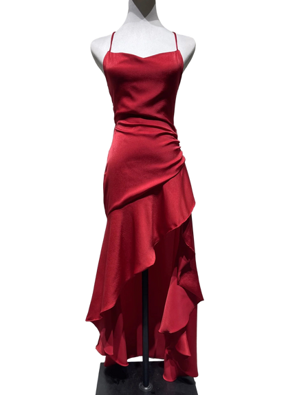 Elegant bodycon style sleeveless slim fit long dress with thin straps