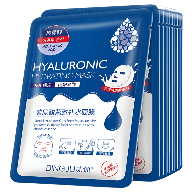 Hydrating and Moisturizing Hyaluronic Acid Facial Masks, 10 pcs