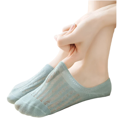 5 Pares de Calcetines Tobilleras para Mujer con Transparencia y Silicona