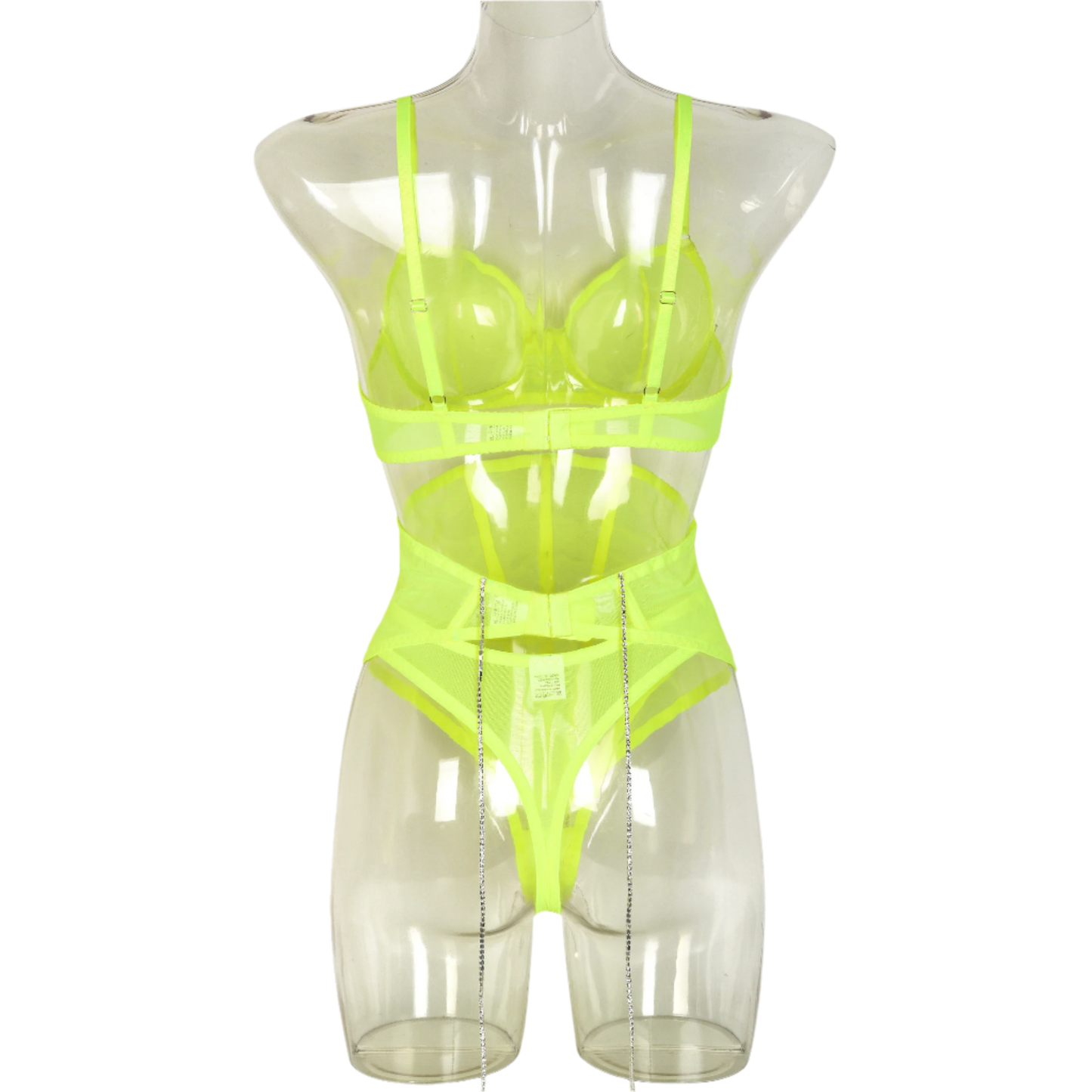 Set Conjunto de lencería con pedrería y Encaje transparente y cinturilla