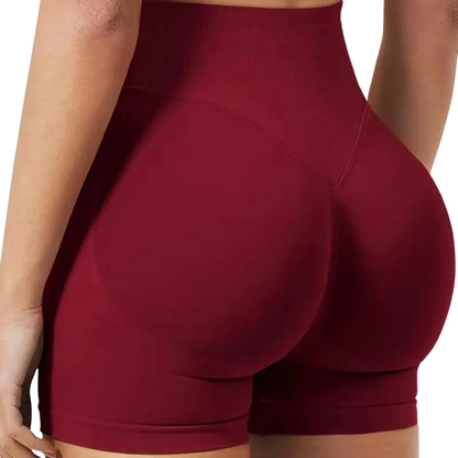 High-Waisted Seamless Sports Shorts with High Elasticity and Push-Up Design