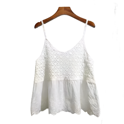 Women's 2-piece set, strappy knit bra top and openwork boho chic wide-leg shorts