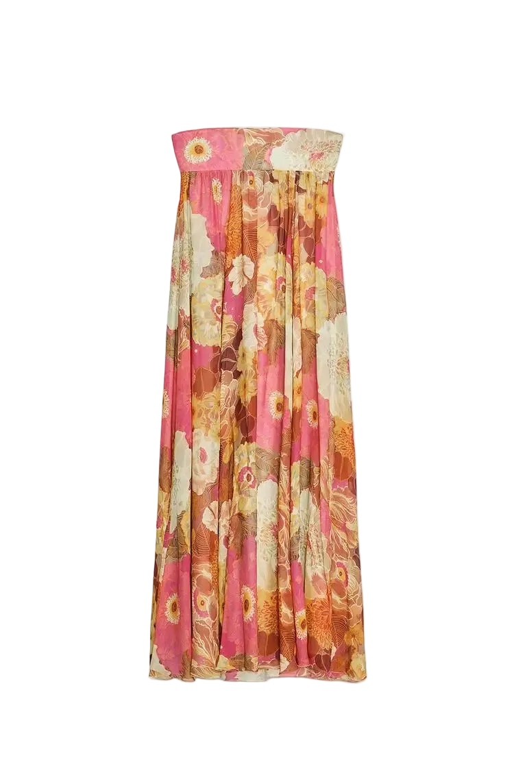 Vestido Strapless Largo sin Mangas Casual