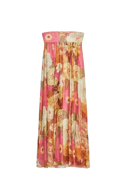Vestido Strapless Largo sin Mangas Casual