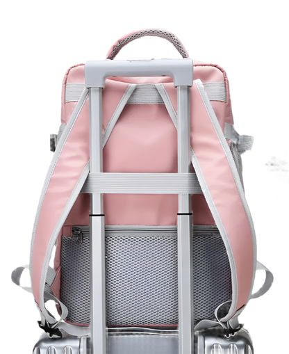 Mochila de viaje para mujer impermeable antirrobo con puerto USB y correa para maleta de gran capacidad