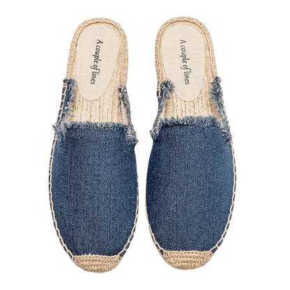 Zapatillas estilo suecos flats de yute y lona y algodón y suela TPR