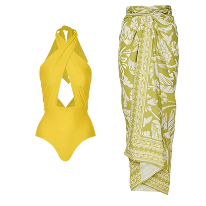 Traje de baño enterizo retro para mujer, espalda descubierta y estampado tipo porcelana azul y blanca