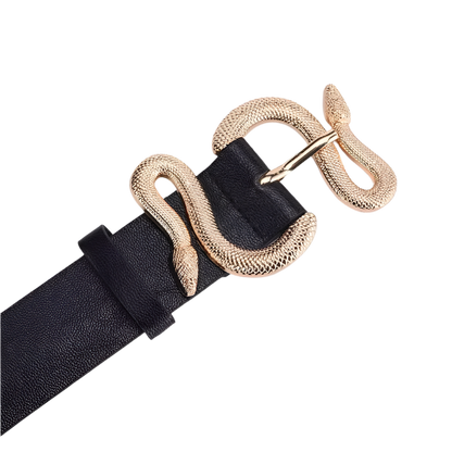 Cinturón casual de piel sintética con hebilla de serpiente estilo retro